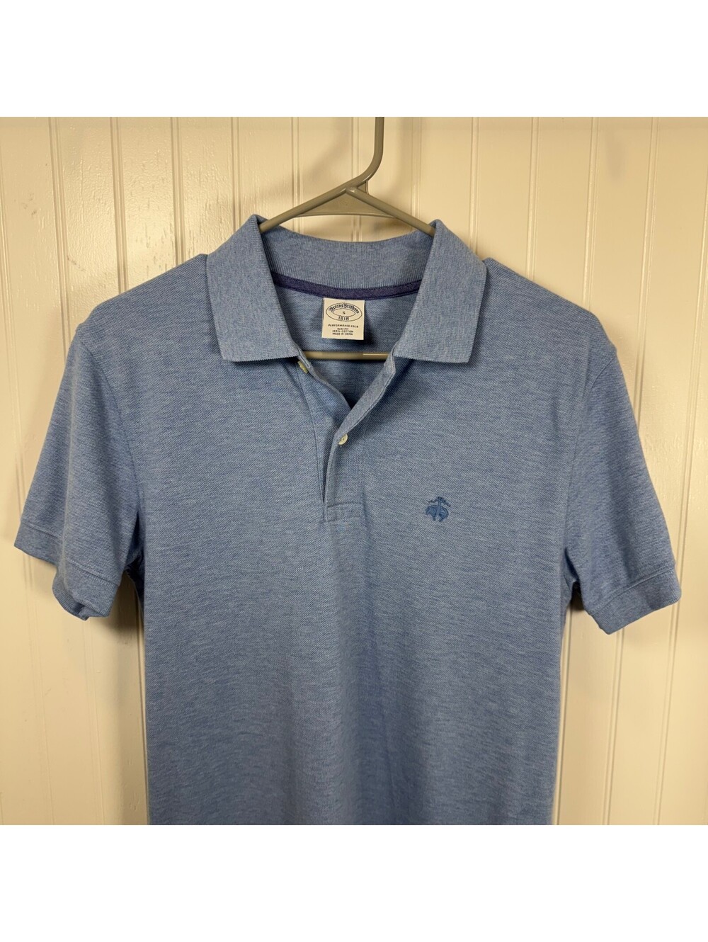 Brooks Brothers Performance Polo 100% Cotton Shirt Slim Fit Small Blue